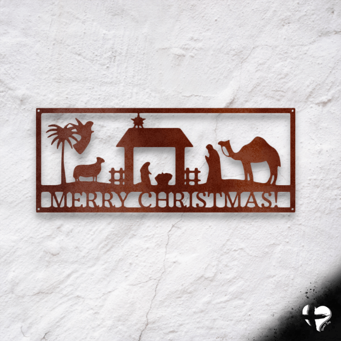Personalized Nativity Sign Wall Art Copper 12" 