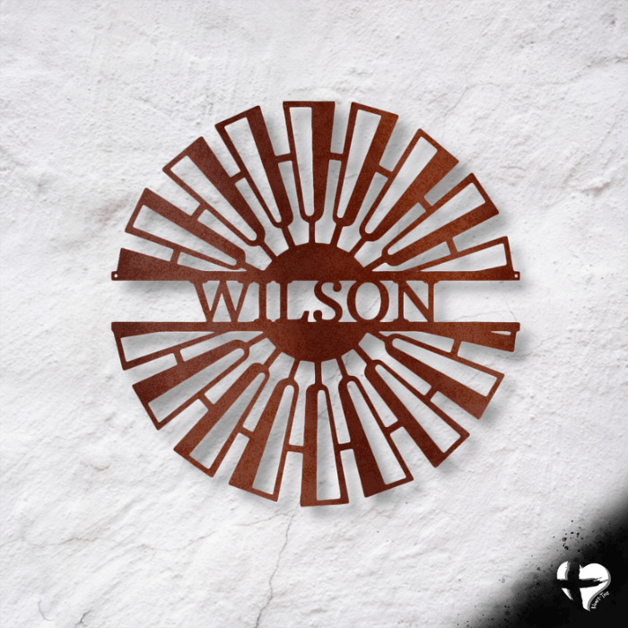 Personalized Windmill Laser Cut Metal Sign Custom Copper 12" 