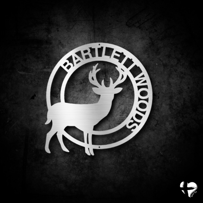 Personalized Stag Head Metal Deer Sign Custom Silver 12" 