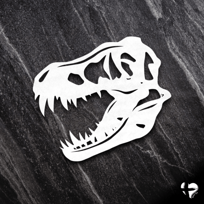 T-Rex Skull Metal Art 2.0 Wall Art White 12 Inch 