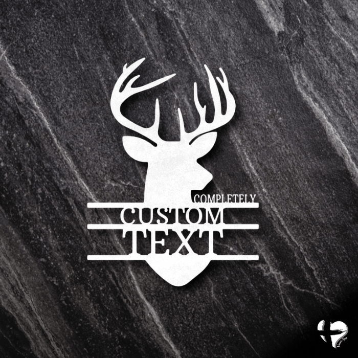 Deer Head Customizable Sign Custom White 12" 