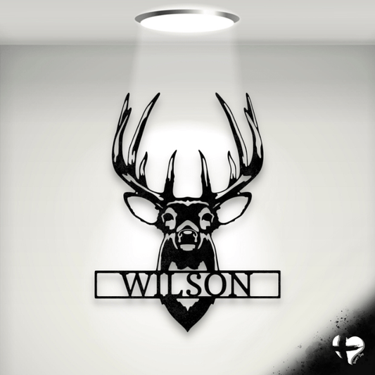 Buck Mount Name Sign Wall Art Black 12"