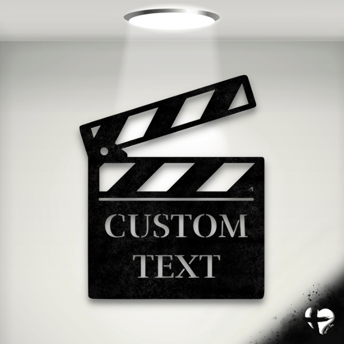 Movie Theatre Sign | Personalized Movie Clapboard Wall Art Black Size 12 