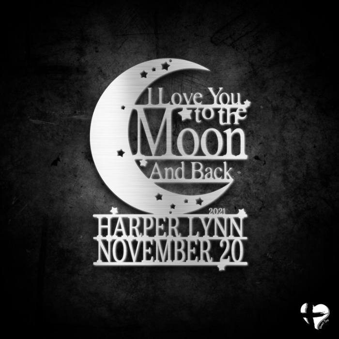 Love You To The Moon Custom Name Sign Custom Silver 12" 