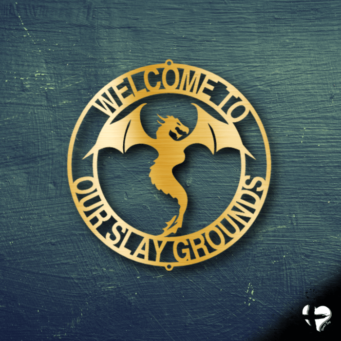 Dragon Ring Custom Metal Sign custom Gold 12" 