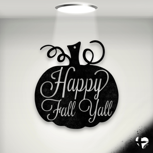 Happy Fall Y'all - Pumpkin Door Sign Custom Black 12" 