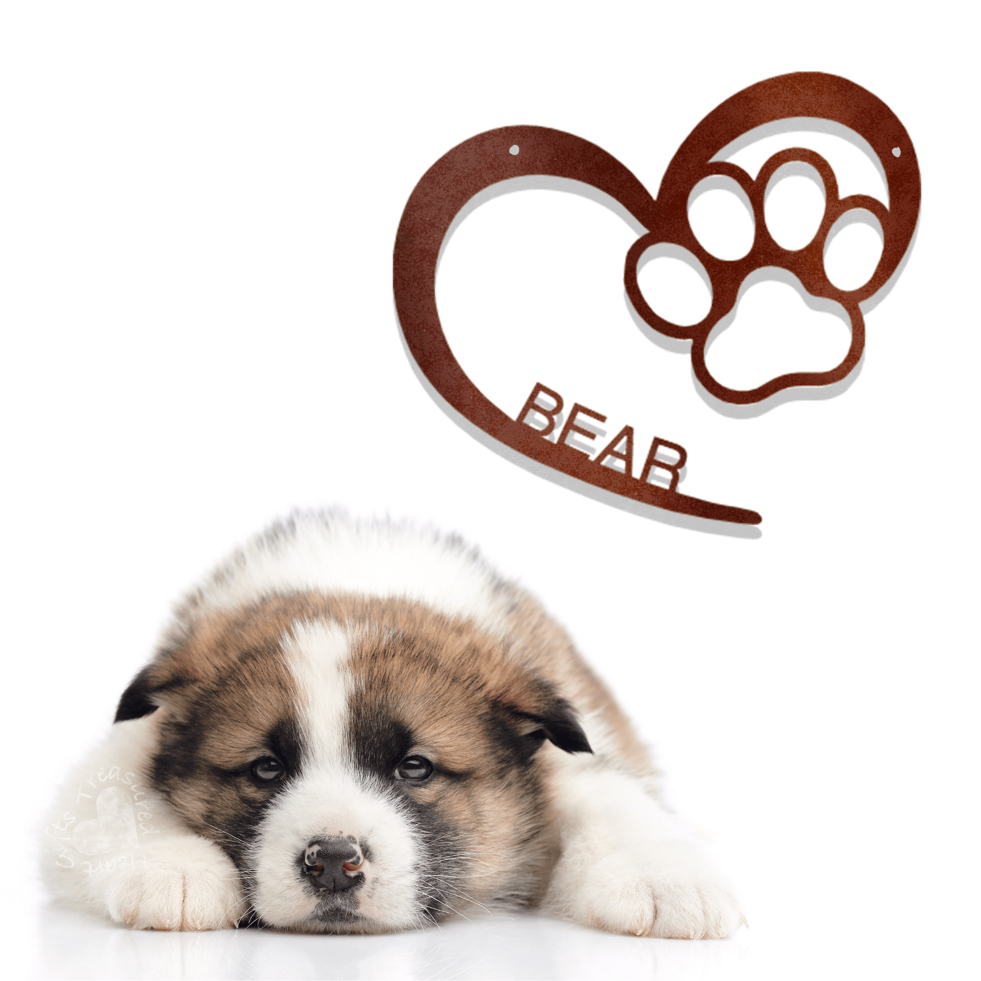 Puppy Love Dog Decor, Personalized Paw Sign With Pet Name custom Copper 12" 