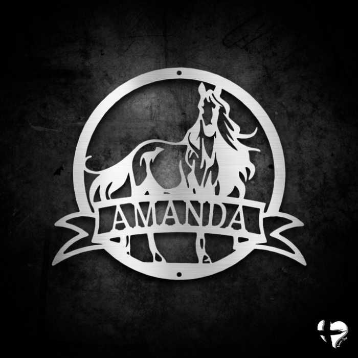 Majestic Horse Monogram Metal Sign custom Silver 12" 