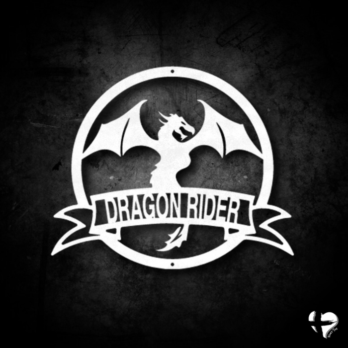 Dragon Banner Laser Cut Metal Sign custom White 12" 