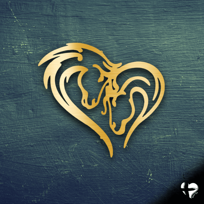 Horse Design Laser Cut Metal Sign Custom Gold 12" 