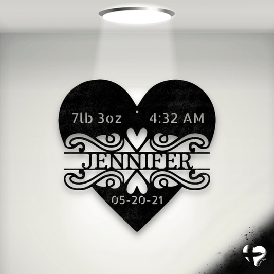 Love Baby Name Sign Custom Black 12"
