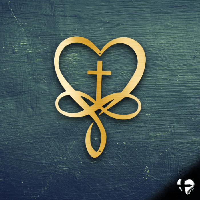 Infinity Heart With Cross Sign Custom Gold 12" 