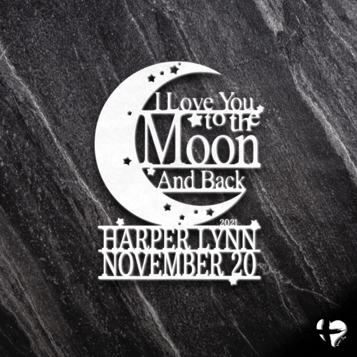 Love You To The Moon Custom Name Sign Custom White 12" 
