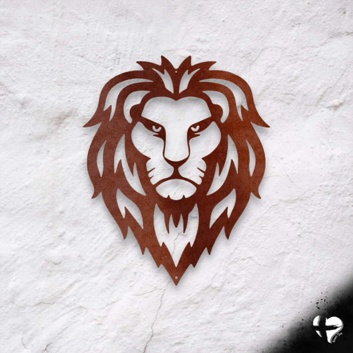 Lion Head Steel Sign Wall Art Copper 12" 