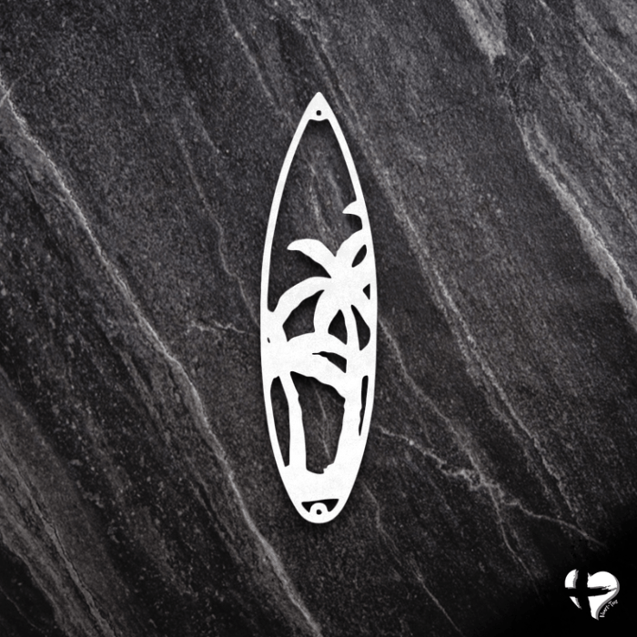 Palm Trees Surfboard Sign custom White 12" 