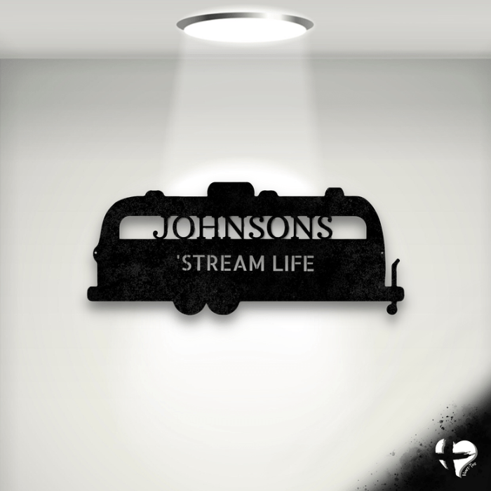 Airstream Camper Decor Custom Name Sign Custom Black 12" 