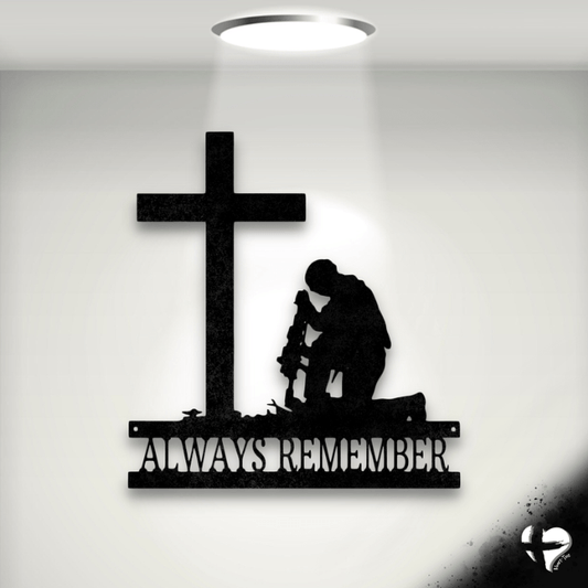 Kneeling Soldier Memorial | Fallen Hero Custom Black 12" 