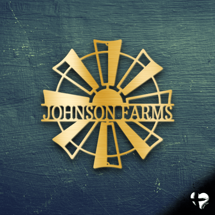Windmill Monogram - Steel Sign Custom Gold 12" 