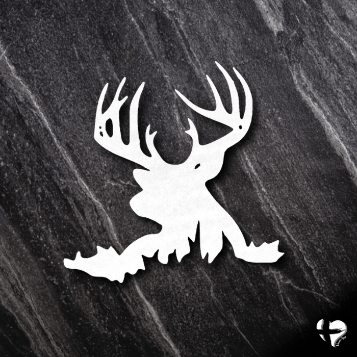 Deer Antler Hunter Sign Stag Art Custom White 12" 