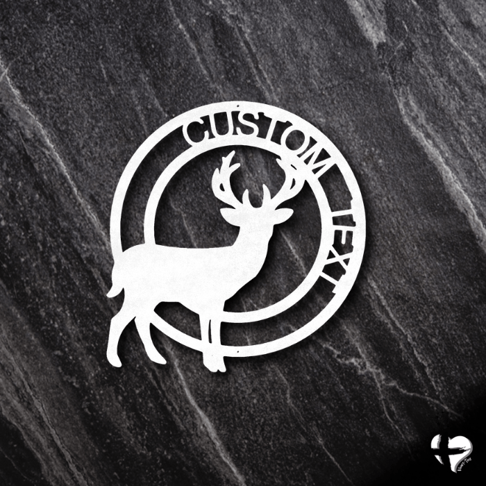 Personalized Stag Head Metal Deer Sign Custom White 12" 