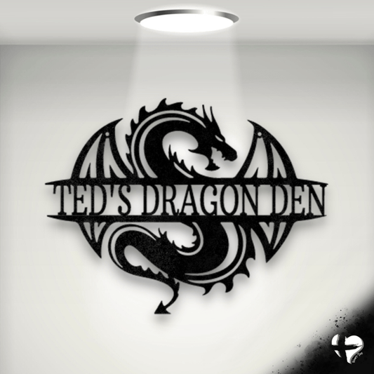 Decorative Celtic Dragon Monogram Sign Custom Black 12" 