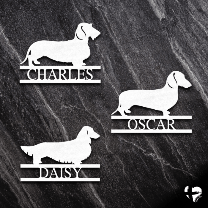 Personalized Dachshund Gift Metal Sign Custom White 12" 