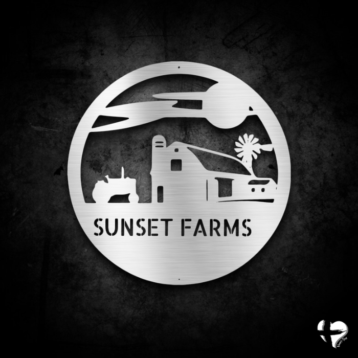 Personalized Farm Steel Sign Custom Silver 12" 
