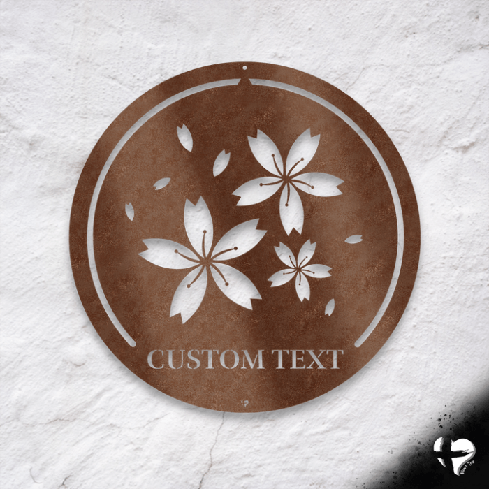 Sakura Metal Art, Cherry Blossom Sign Wall Art Bronze 12 Inch 