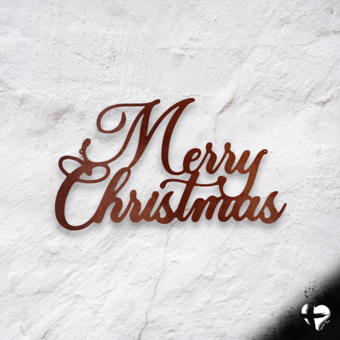 Merry Christmas Script - Steel Sign Custom Copper 12" 