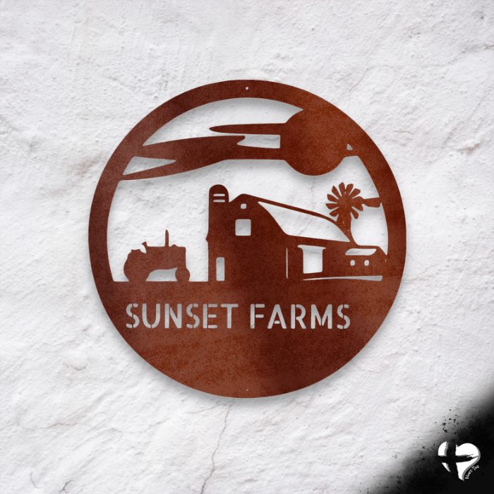Personalized Farm Steel Sign Custom Copper 12" 