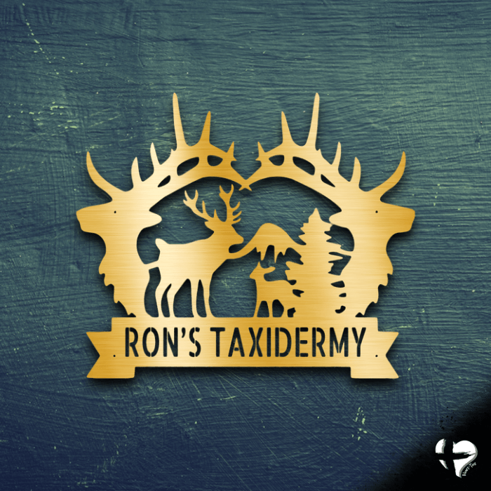 Antler Nature Sign With Deer Custom Gold 12" 