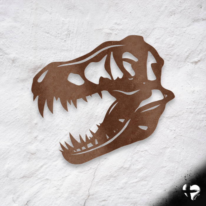 T-Rex Skull Metal Art 2.0 Wall Art Copper 12 Inch 