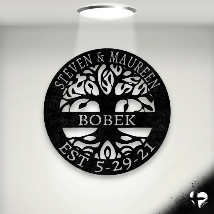 Custom Family Tree Wall Art Custom Black 12" 