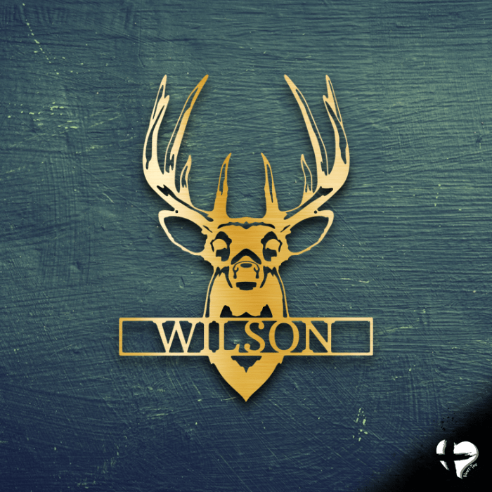 Buck Mount Name Sign Wall Art Gold 12" 