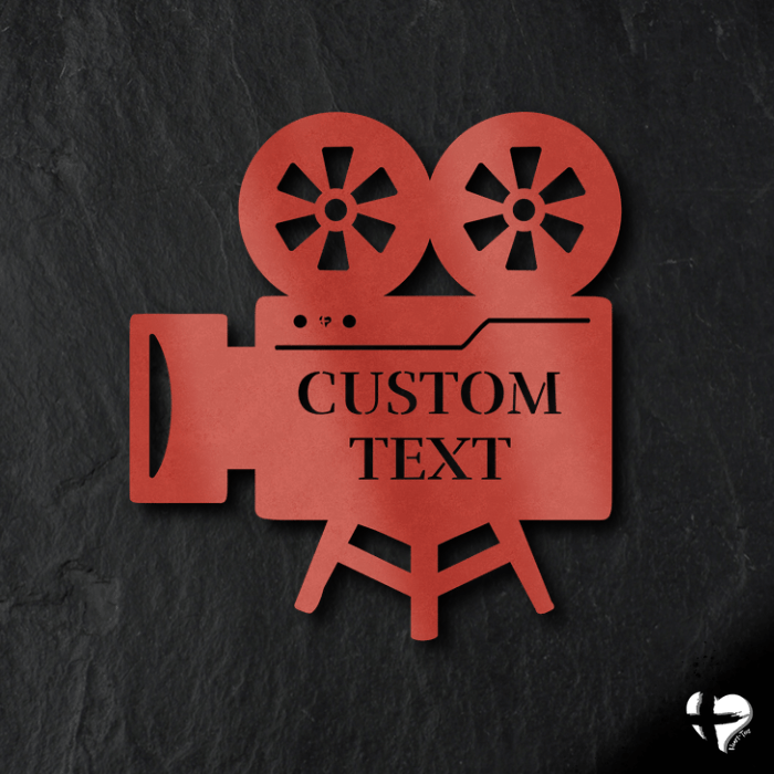 Movie Theatre Sign | Customizable Movie Camera Wall Art Red Size 12 