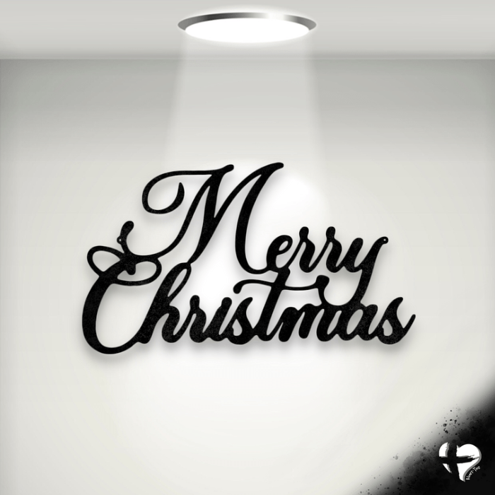 Merry Christmas Script - Steel Sign Custom Black 12" 