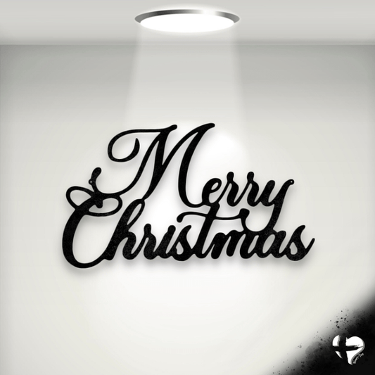 Merry Christmas Script - Steel Sign Custom Black 12" 