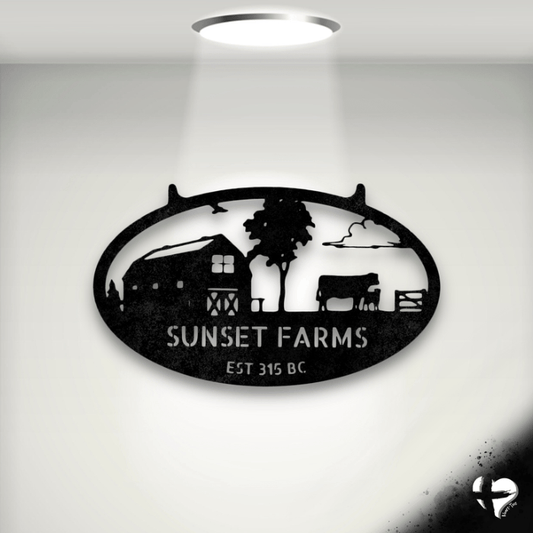 Farmstead Family Established Sign Wall Art Black 12" 