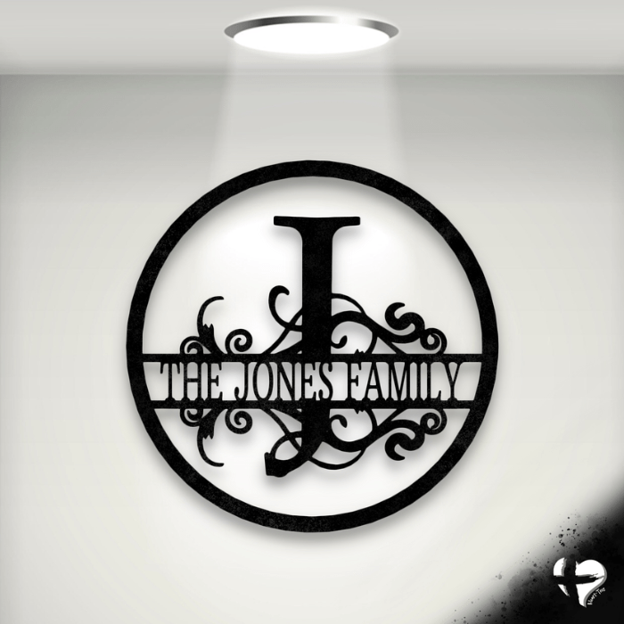 Split Circle Family Name Sign Custom Black 12" 