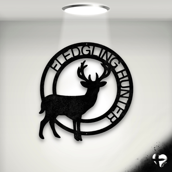 Personalized Stag Head Metal Deer Sign Custom Black 12" 
