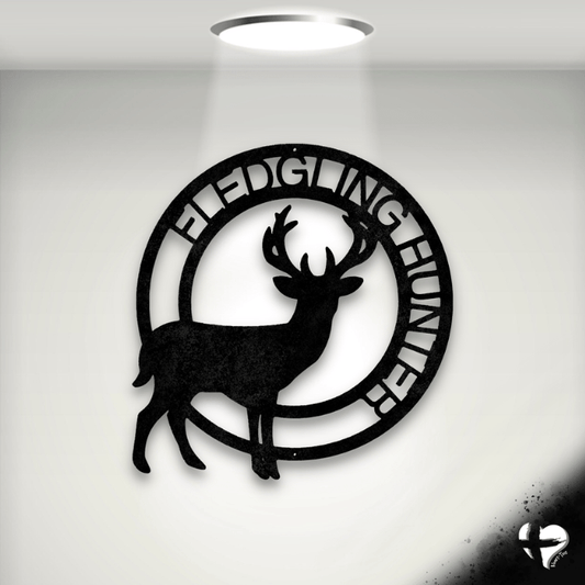 Personalized Stag Head Metal Deer Sign Custom Black 12" 