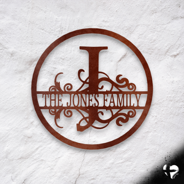 Split Circle Family Name Sign Custom Copper 12" 