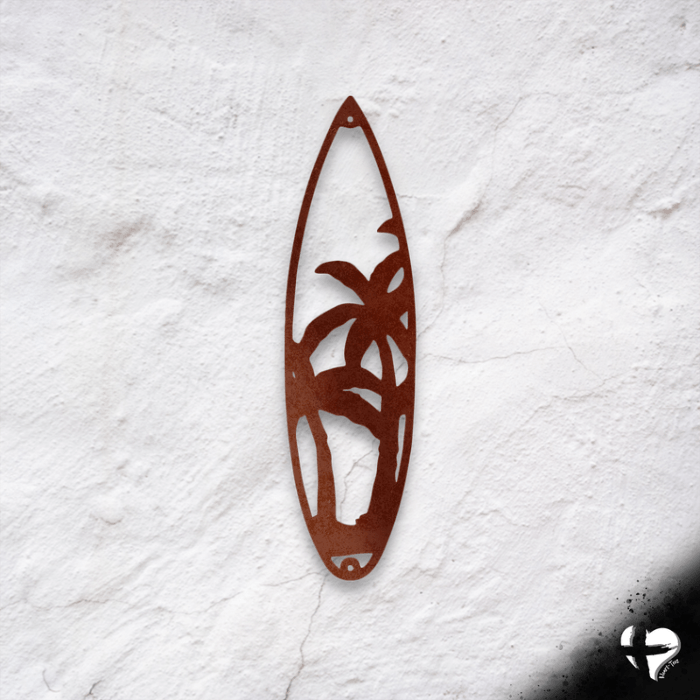 Palm Trees Surfboard Sign custom Copper 12" 
