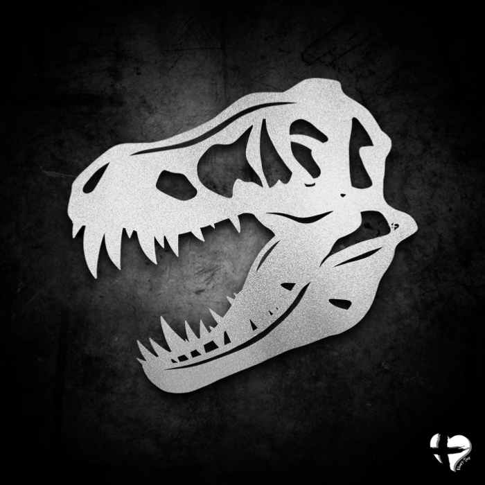T-Rex Skull Metal Art 2.0 Wall Art Silver 12 Inch 