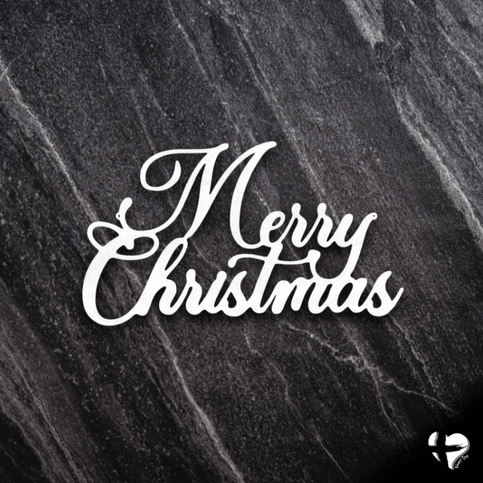 Merry Christmas Script - Steel Sign Custom White 12" 