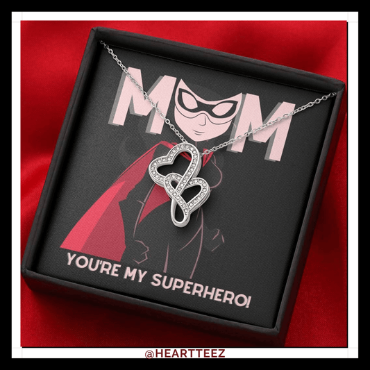 To Mom - My Superhero - 2Double Heart Necklace Jewelry 