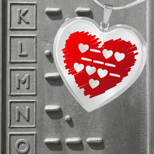 Morse Code Hidden Message Engraved Heart Necklace Jewelry Luxury Necklace (Silver) No 