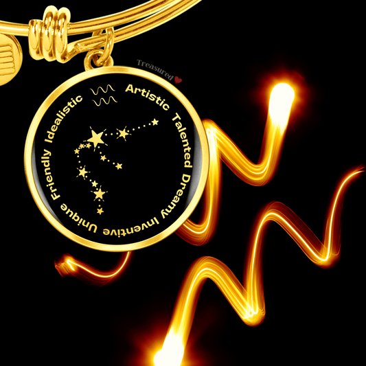 Zodiac Sign Bracelet For Aquarius Jewelry Luxury Bangle (Gold) No 