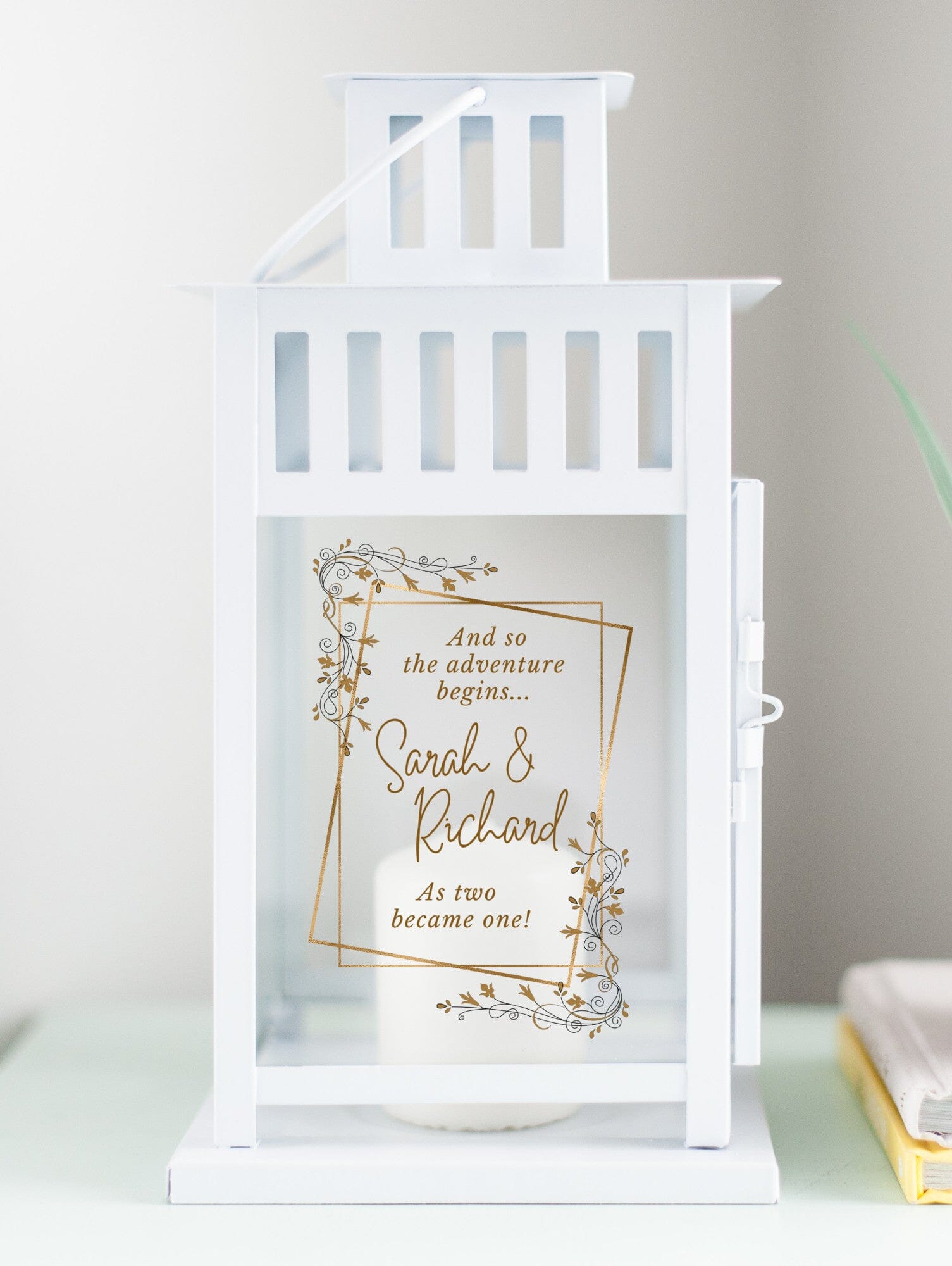 THG#300PL-W Wedding Unity Candle Lantern Lantern White 